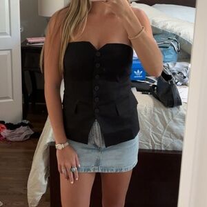 Mango Elegant Black Strapless Top